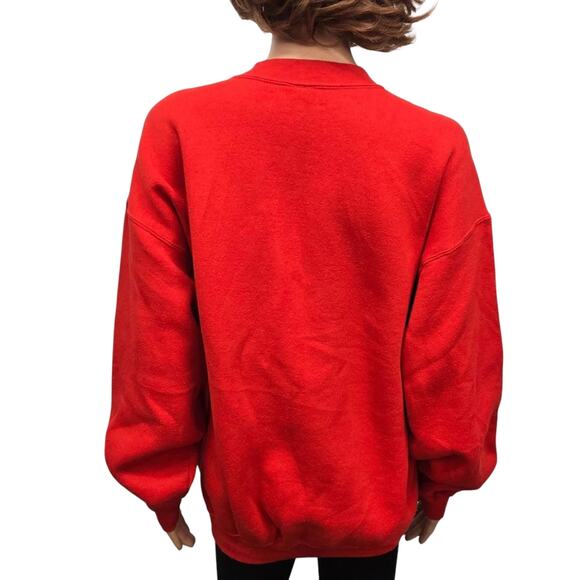 Vintage 90s Miller Sweatshirt XL Joy Teddy Bear Christmas USA Made Mockneck Red - Picture 8 of 11